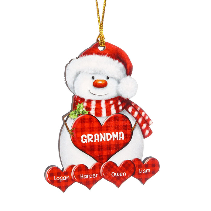 Personalised Snowman Heart Christmas Ornament - handmade