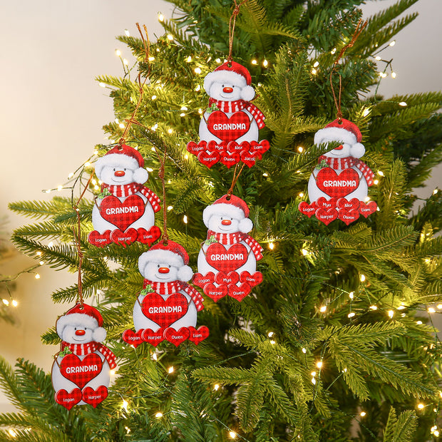 Personalised Snowman Heart Christmas Ornament - handmade