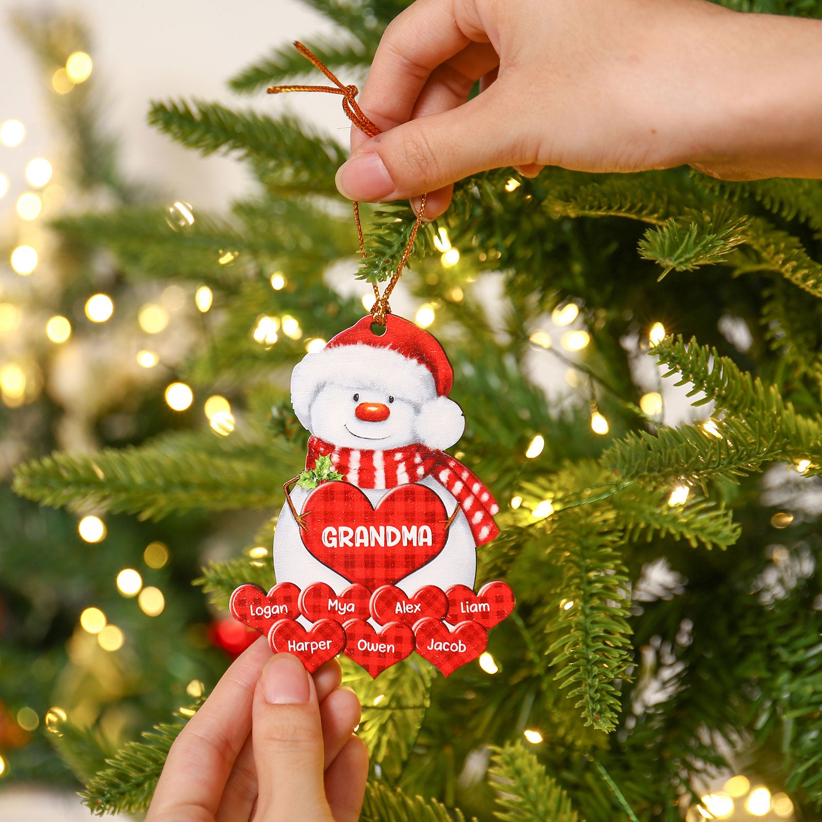 Personalised Snowman Heart Christmas Ornament - handmade