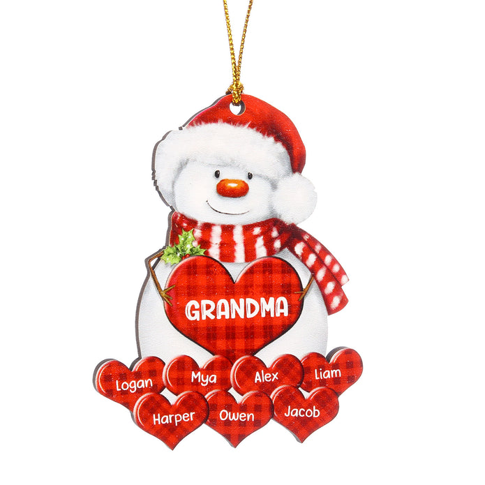 Personalised Snowman Heart Christmas Ornament - handmade