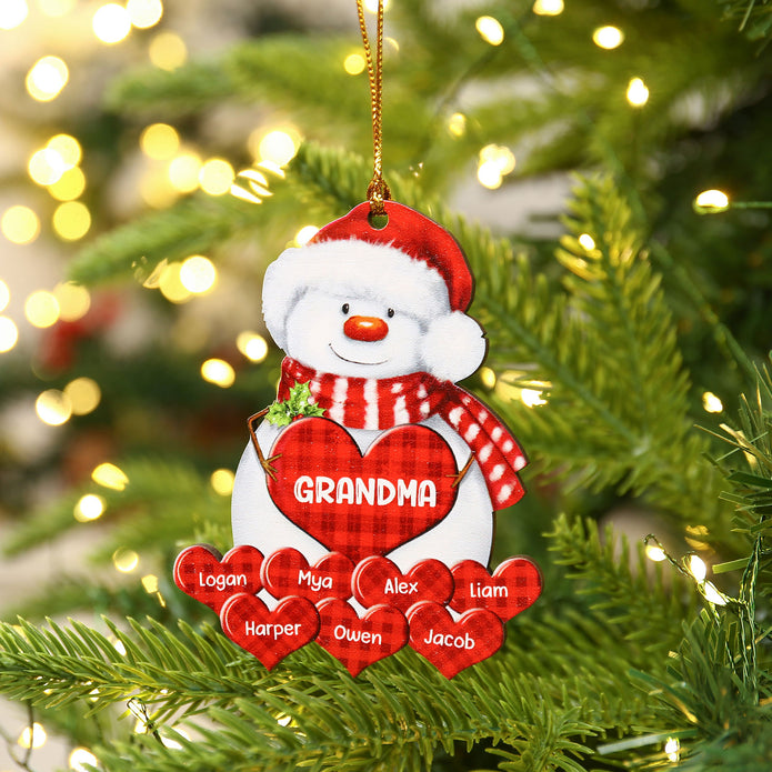 Personalised Snowman Heart Christmas Ornament - handmade