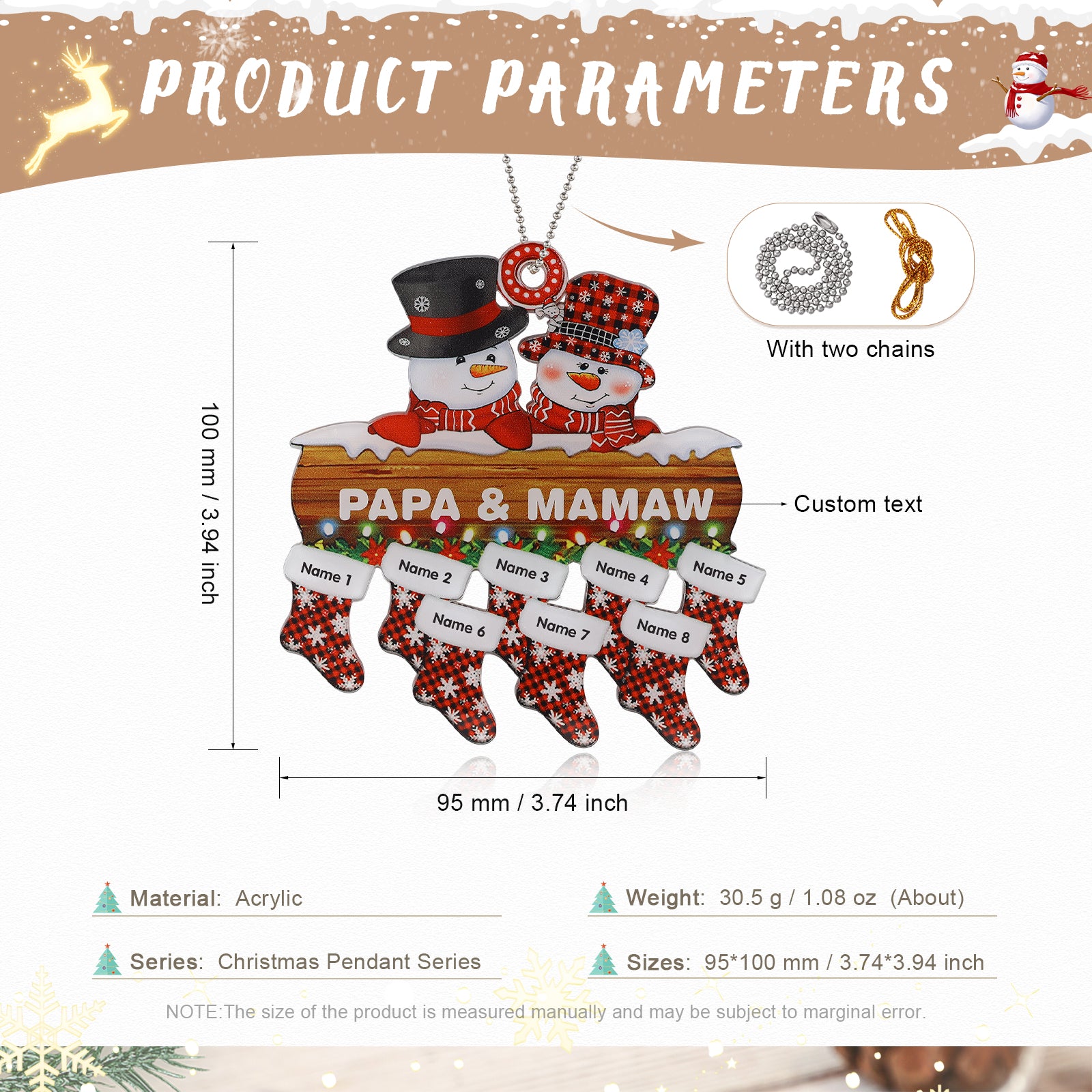 Personalised Snowman Christmas Ornament - handmade