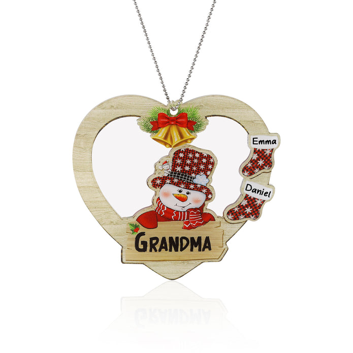 Personalised Heart Snowman Christmas Ornament - handmade