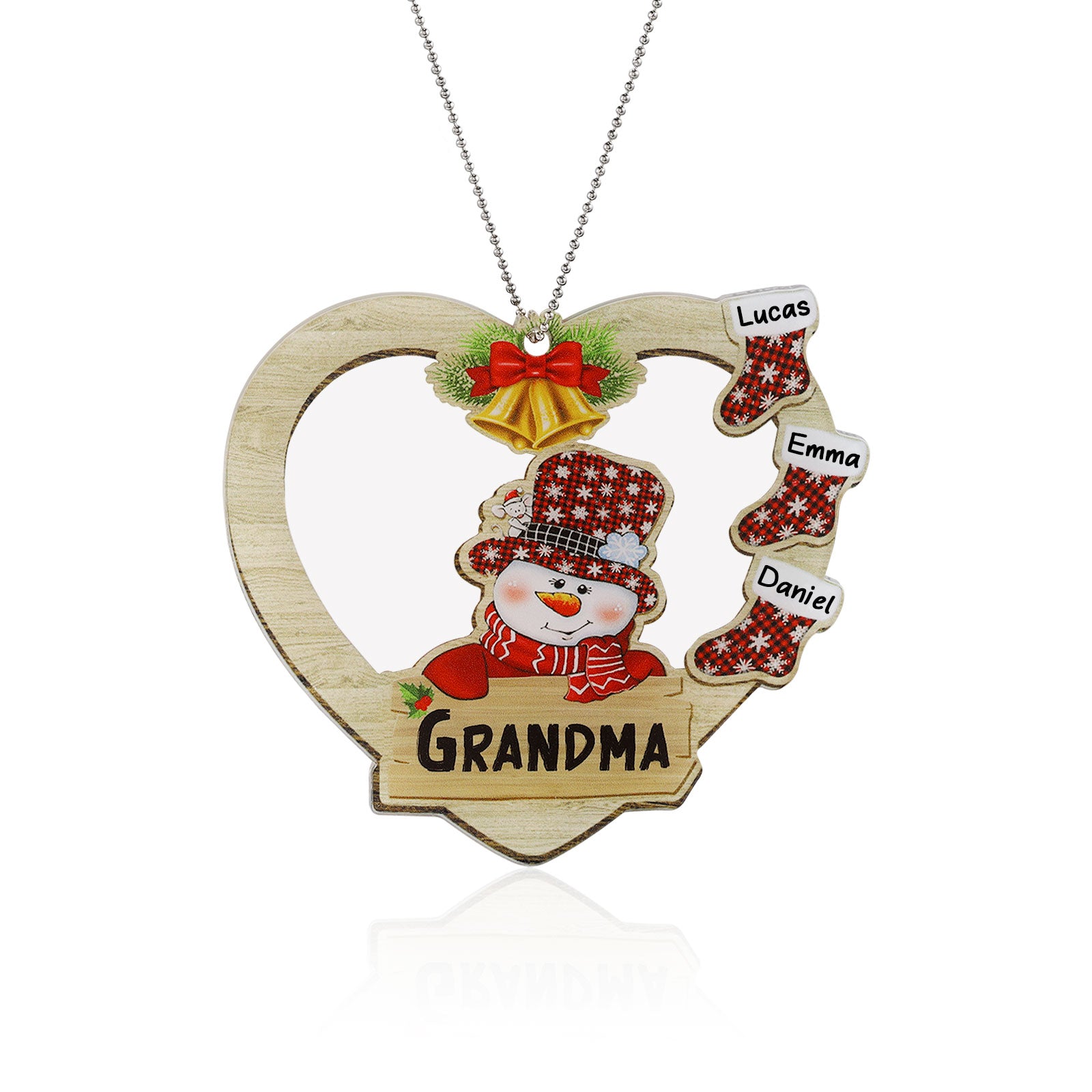 Personalised Heart Snowman Christmas Ornament - handmade
