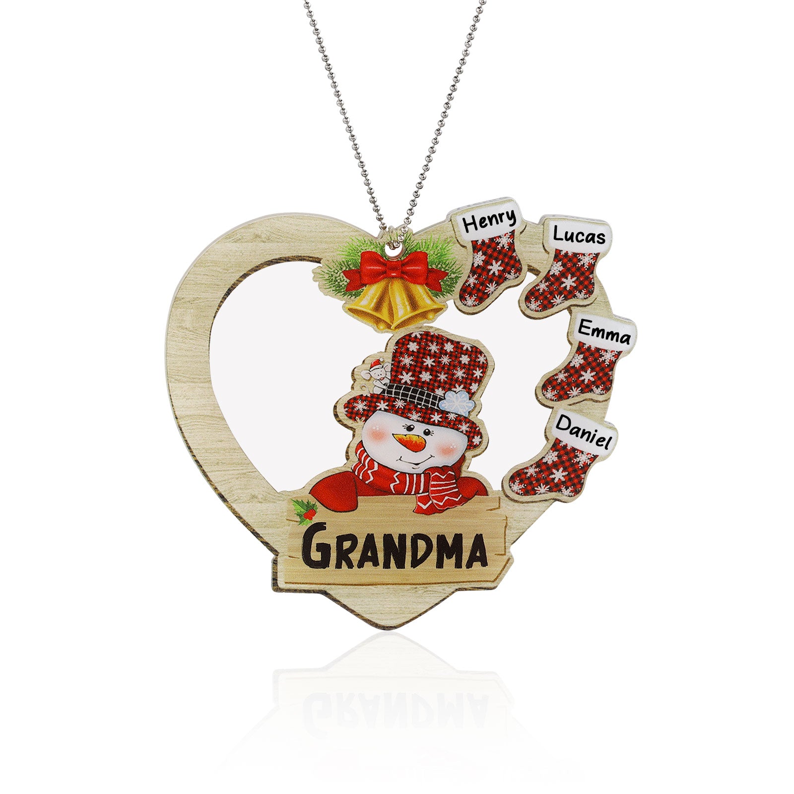 Personalised Heart Snowman Christmas Ornament - handmade