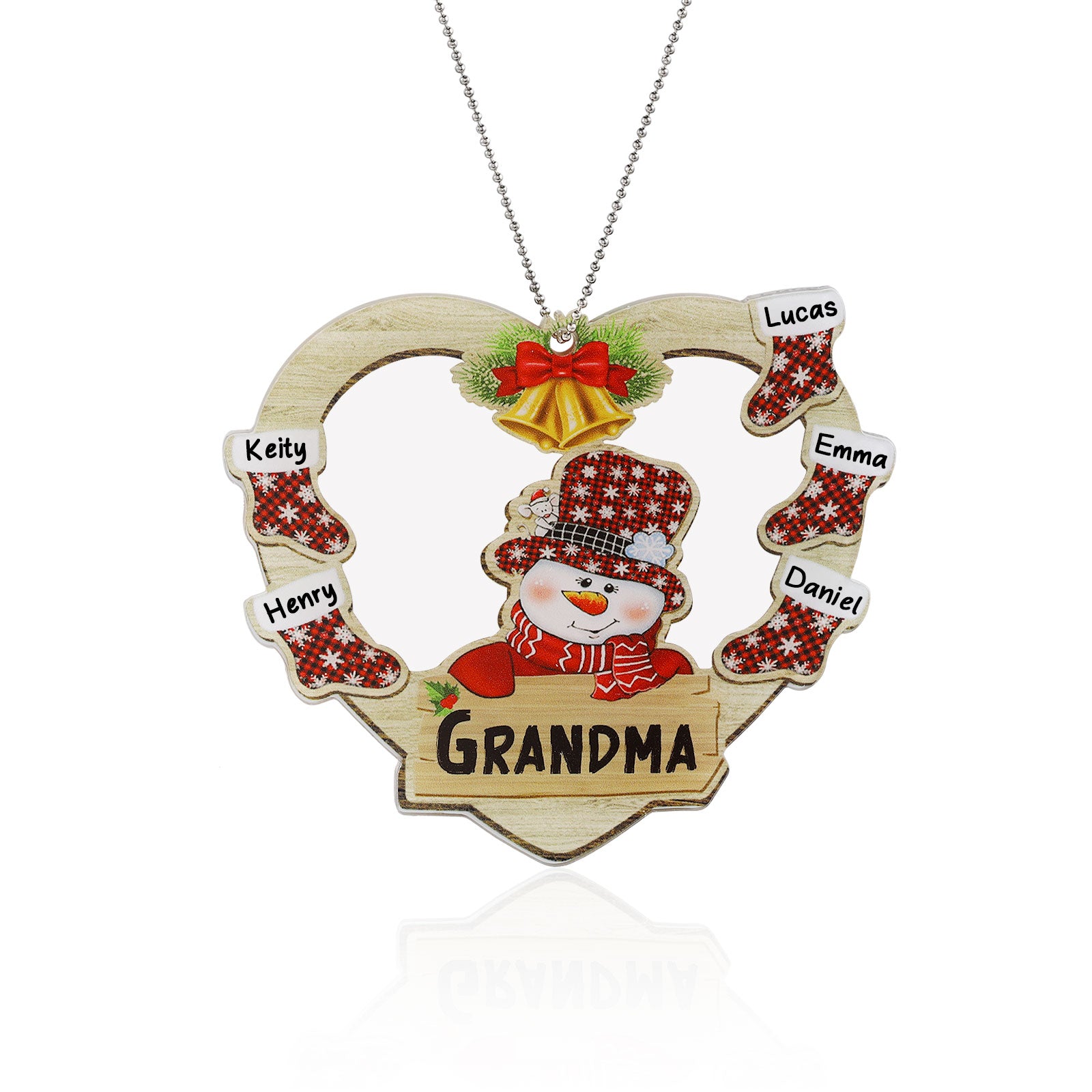 Personalised Heart Snowman Christmas Ornament - handmade