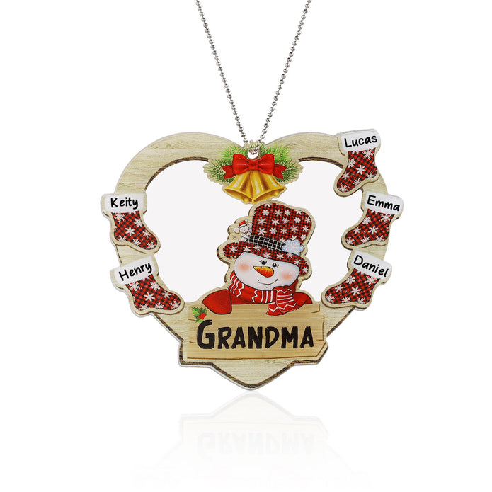 Personalised Heart Snowman Christmas Ornament - handmade
