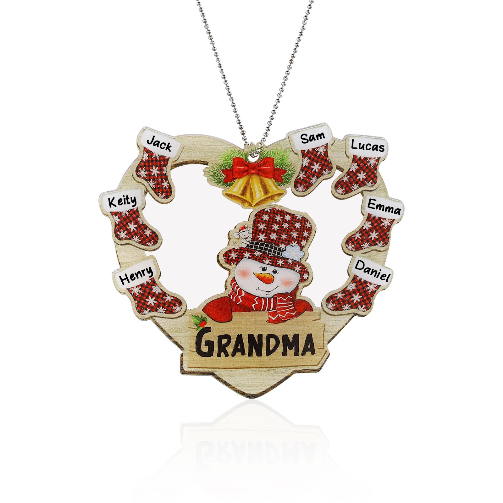 Personalised Heart Snowman Christmas Ornament - handmade