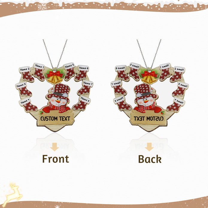 Personalised Heart Snowman Christmas Ornament - handmade