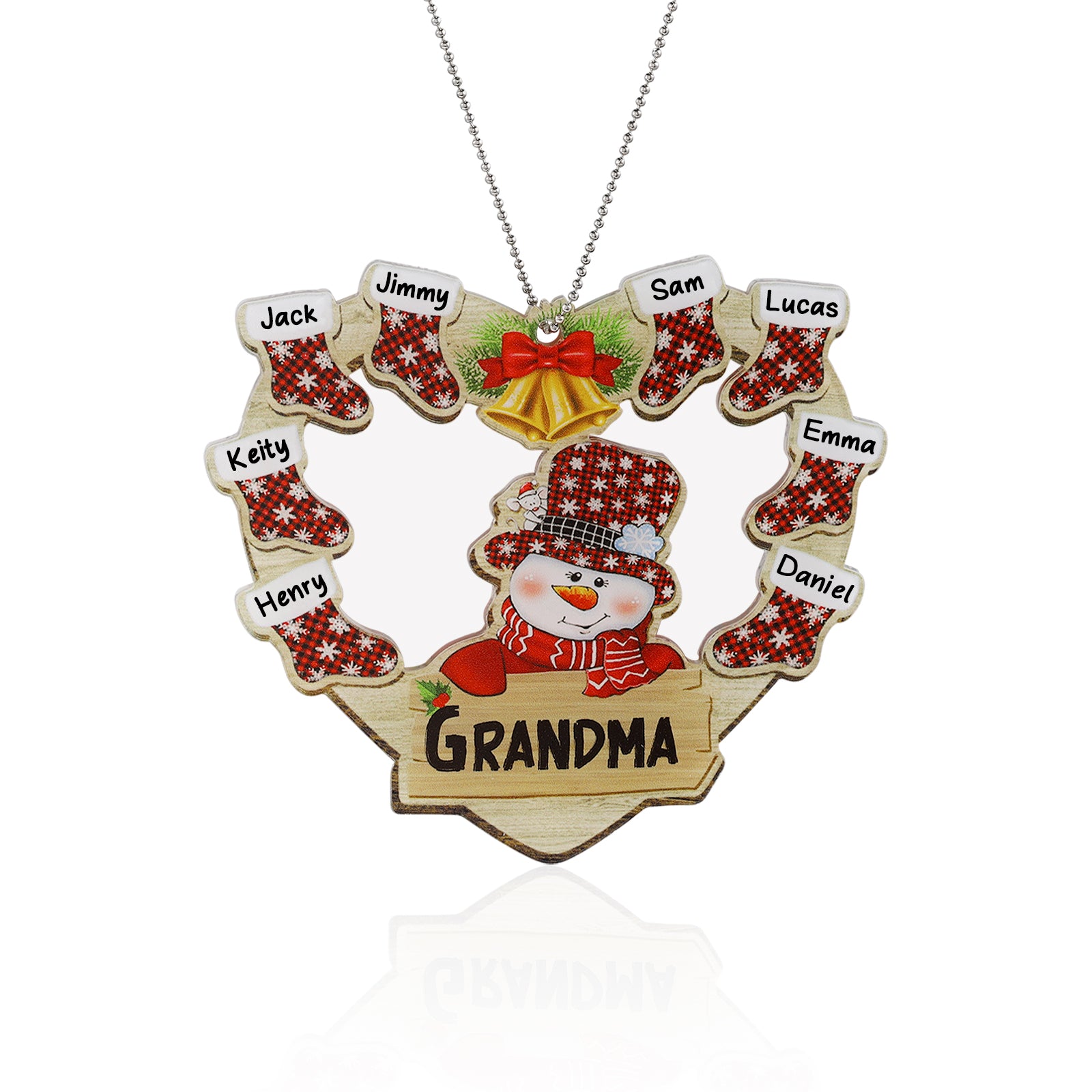 Personalised Heart Snowman Christmas Ornament - handmade