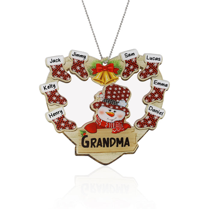 Personalised Heart Snowman Christmas Ornament - handmade