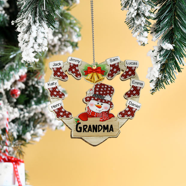 Personalised Heart Snowman Christmas Ornament - handmade