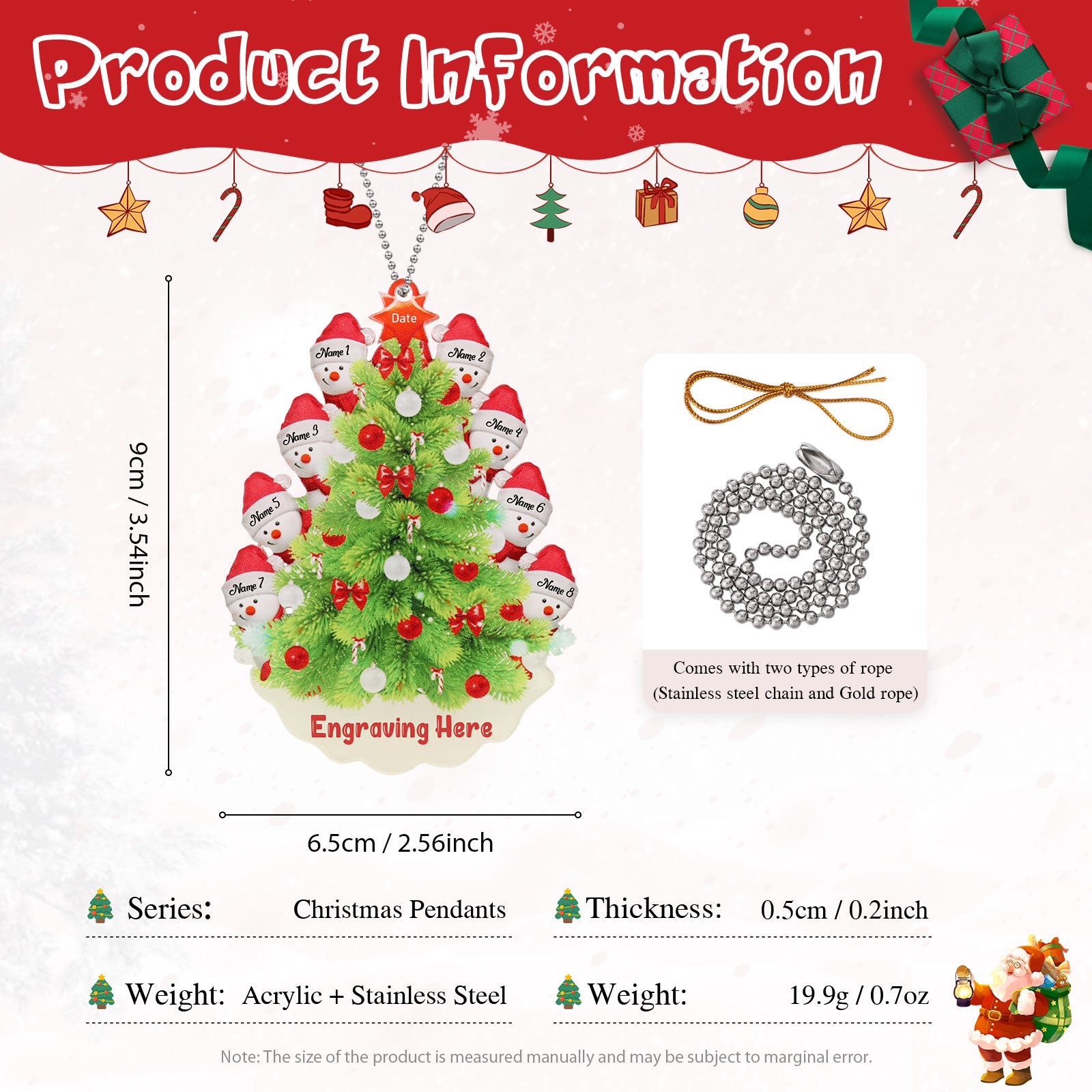 Personalised Snowman Christmas Ornament - handmade