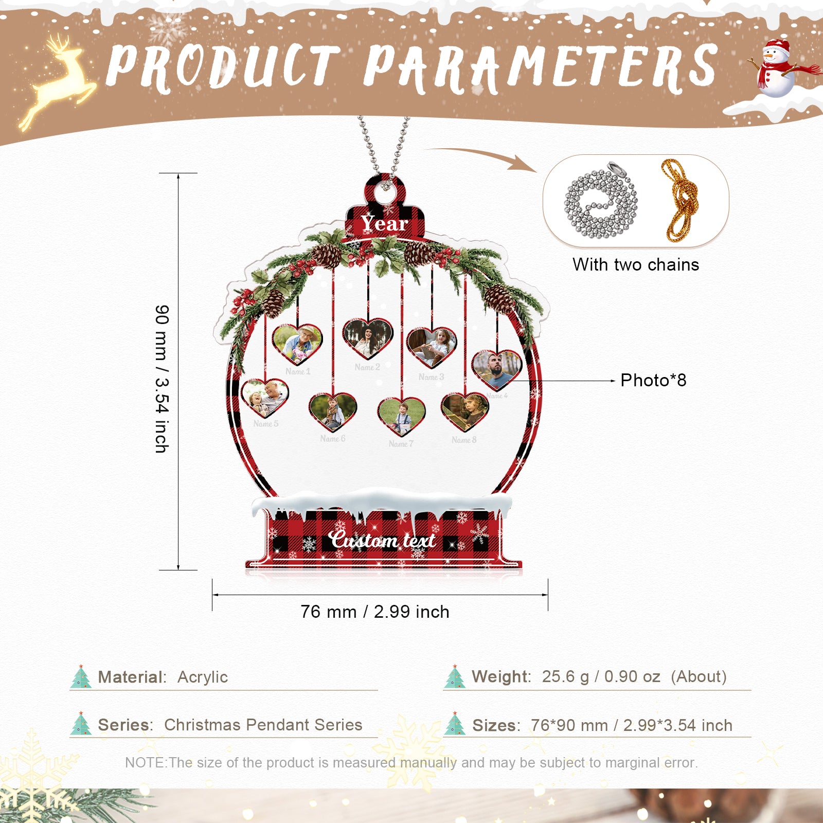 Personalised Heart Christmas Ornament - handmade