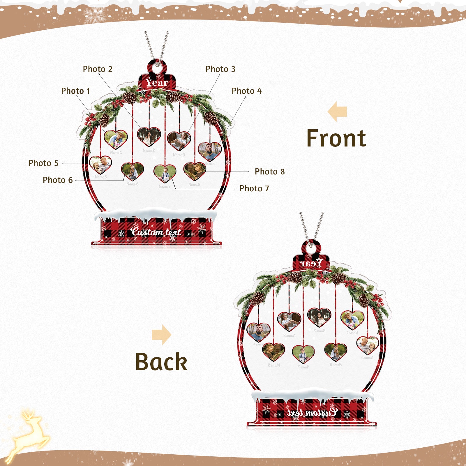 Personalised Heart Christmas Ornament - handmade