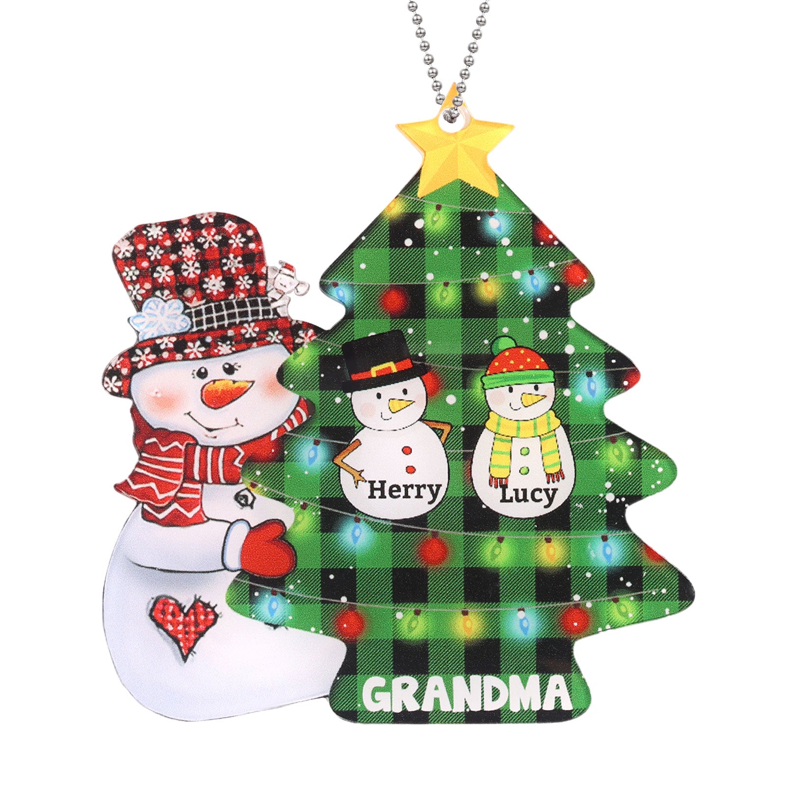 Personalised Christmas Tree Snowman Ornament - handmade