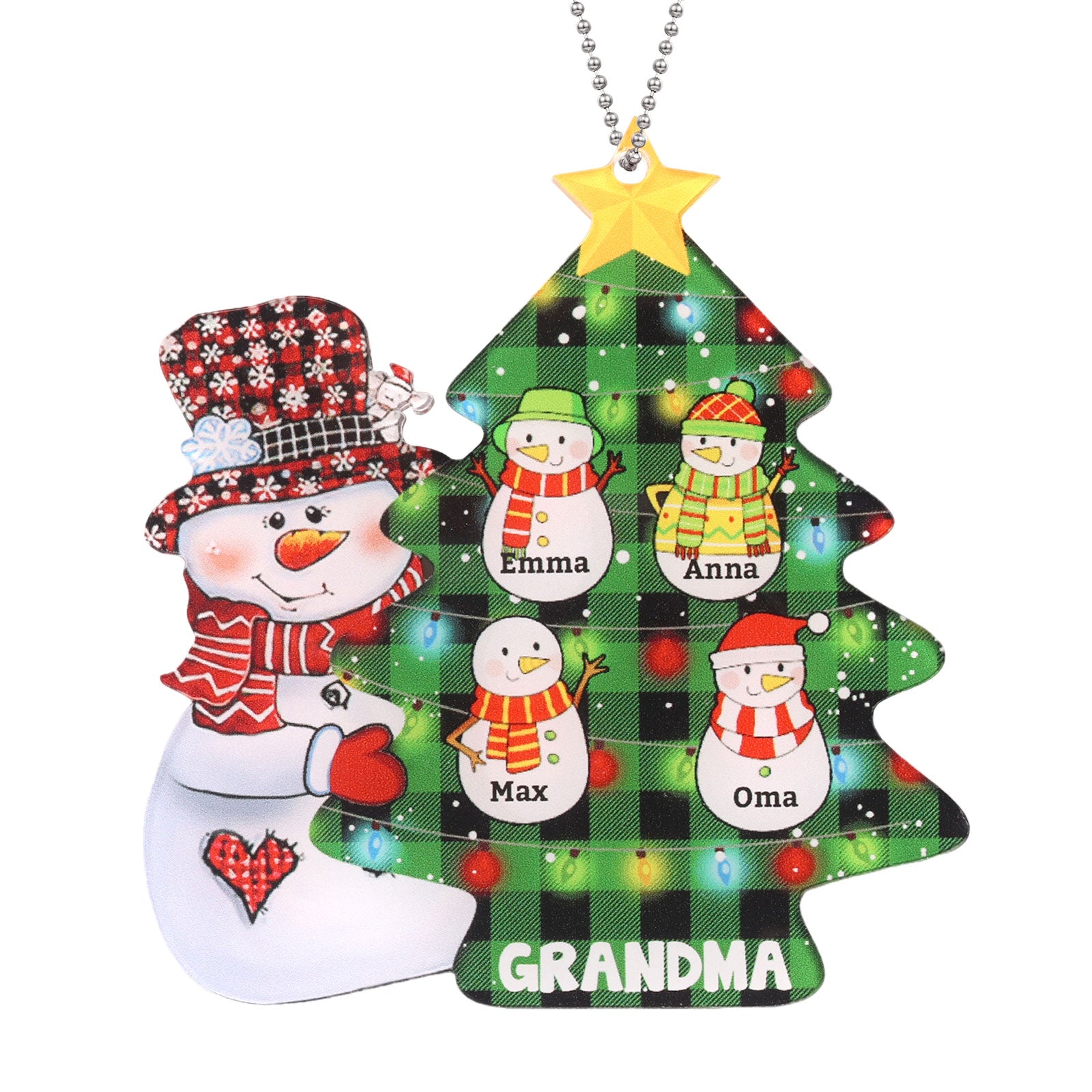 Personalised Christmas Tree Snowman Ornament - handmade