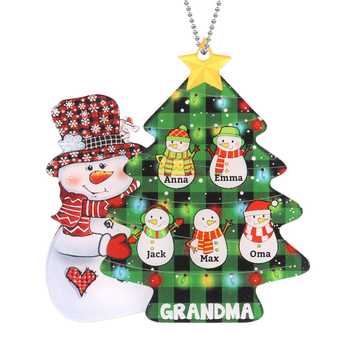 Personalised Christmas Tree Snowman Ornament - handmade