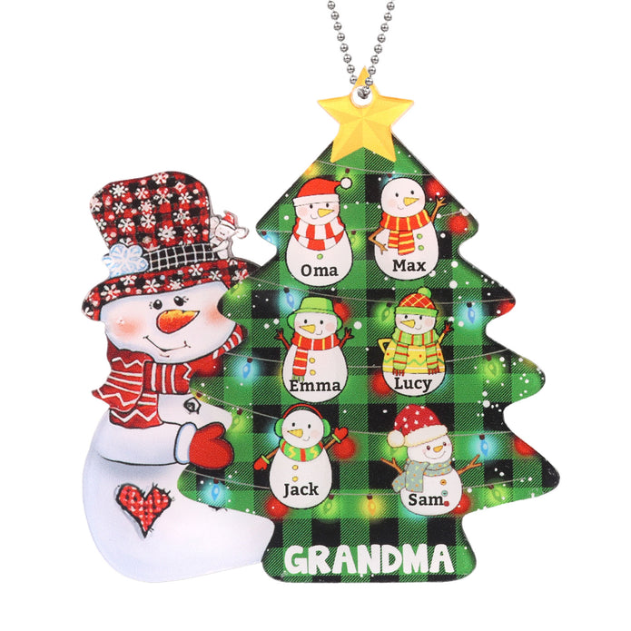Personalised Christmas Tree Snowman Ornament - handmade
