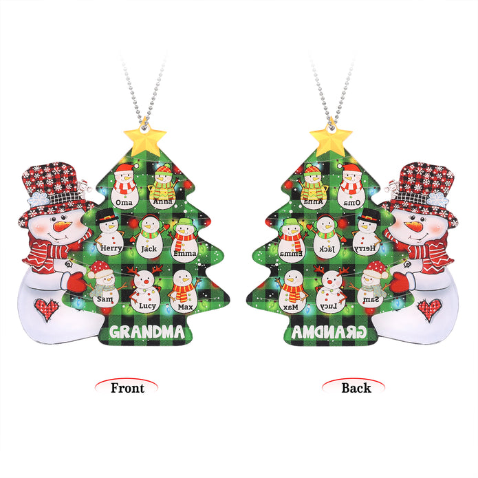 Personalised Christmas Tree Snowman Ornament - handmade