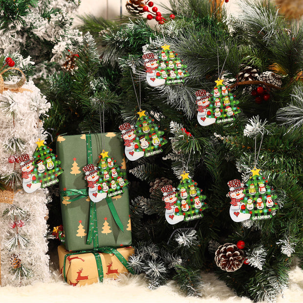 Personalised Christmas Tree Snowman Ornament - handmade