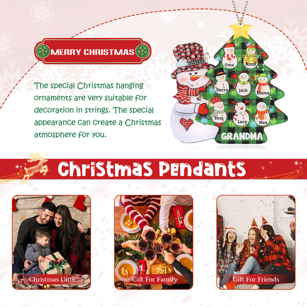 Personalised Christmas Tree Snowman Ornament - handmade