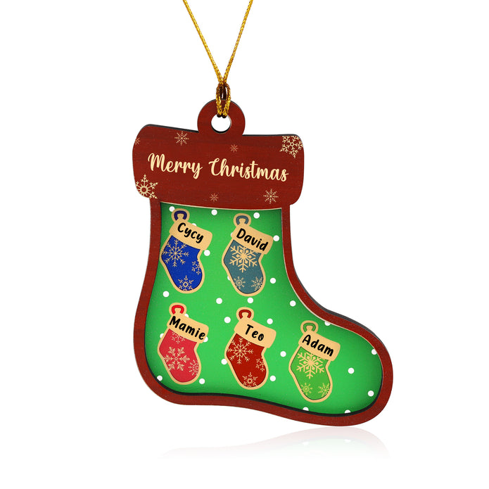Personalised Green Sock Christmas Ornament - handmade