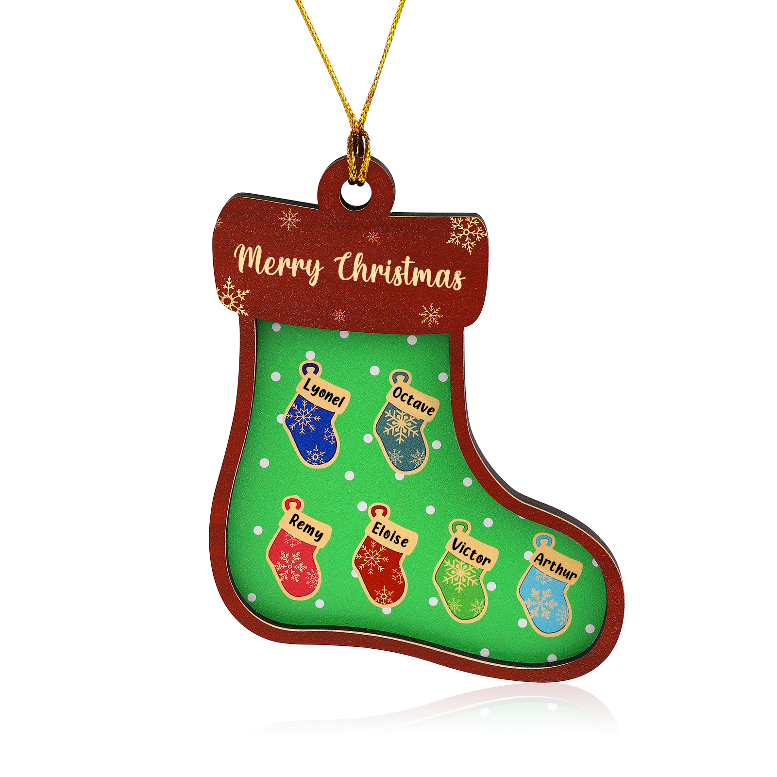 Personalised Green Sock Christmas Ornament - handmade