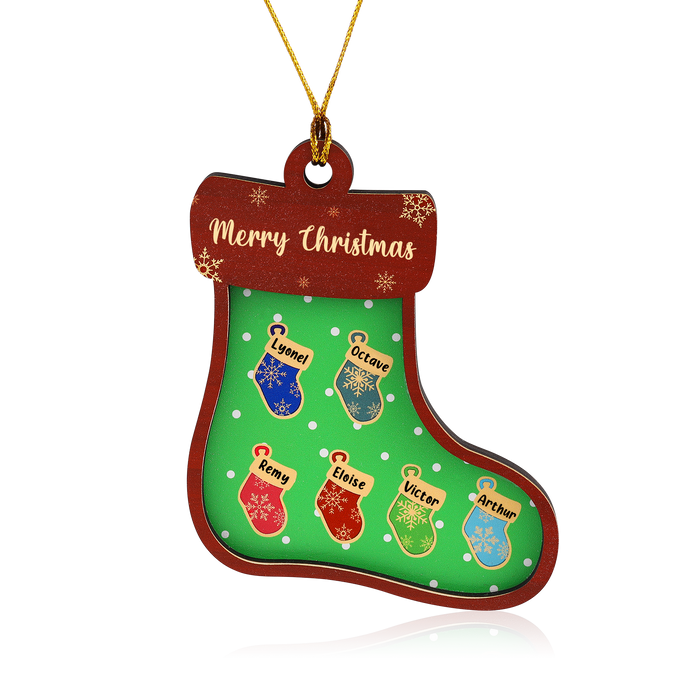 Personalised Green Sock Christmas Ornament - handmade