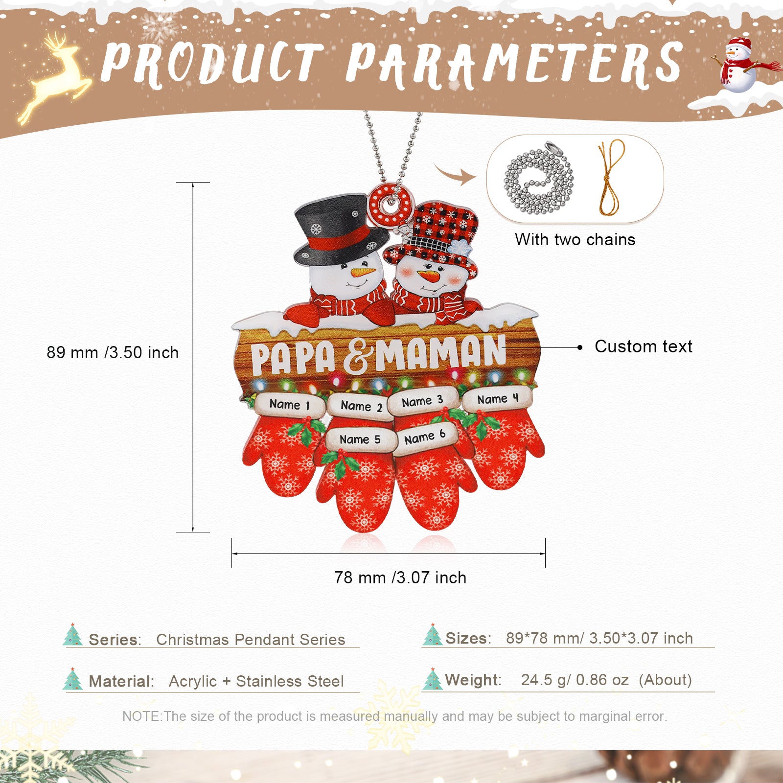 Personalised Snowman Christmas Ornament - handmade