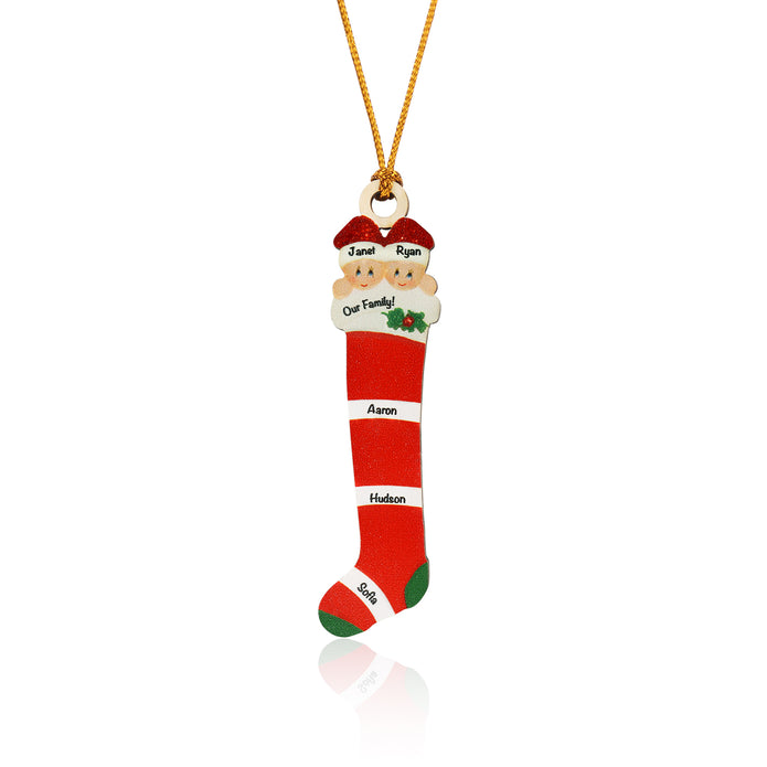 Personalised Red Striped Socks Ornament - handmade