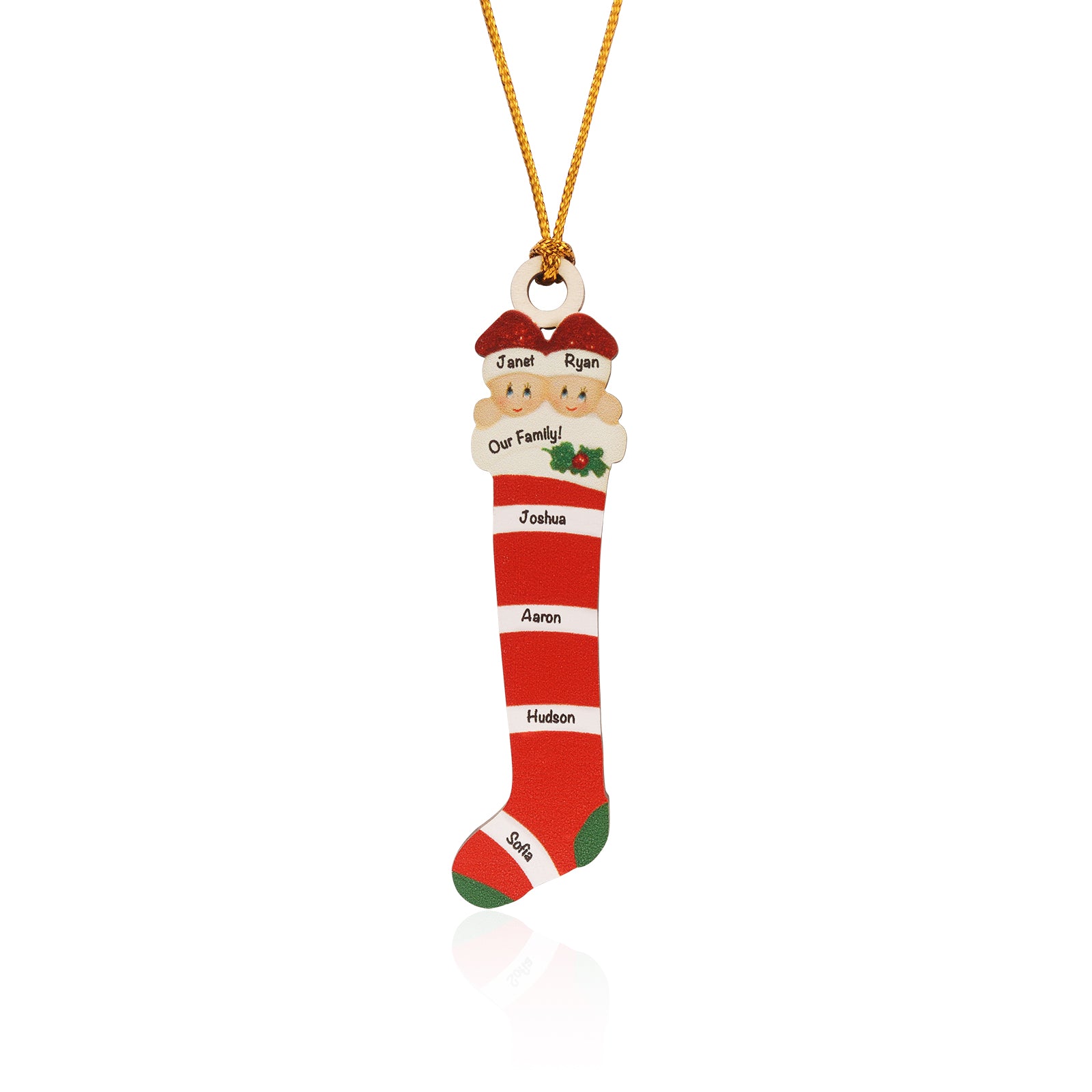 Personalised Red Striped Socks Ornament - handmade