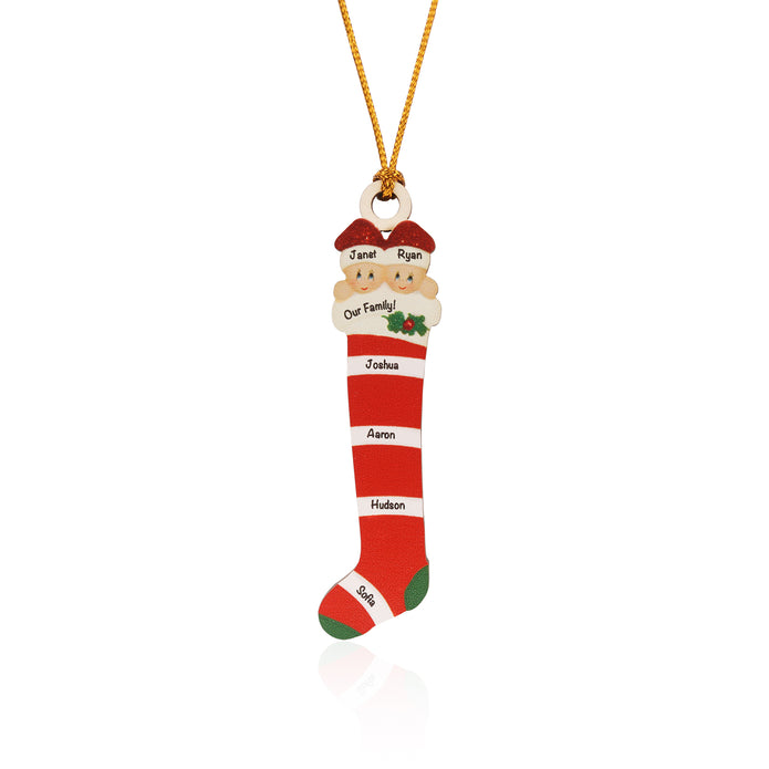 Personalised Red Striped Socks Ornament - handmade