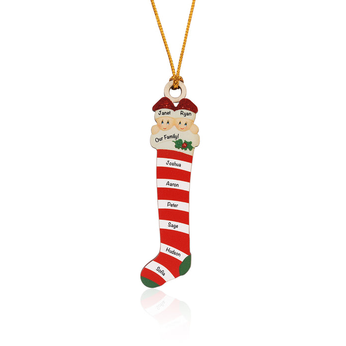 Personalised Red Striped Socks Ornament - handmade