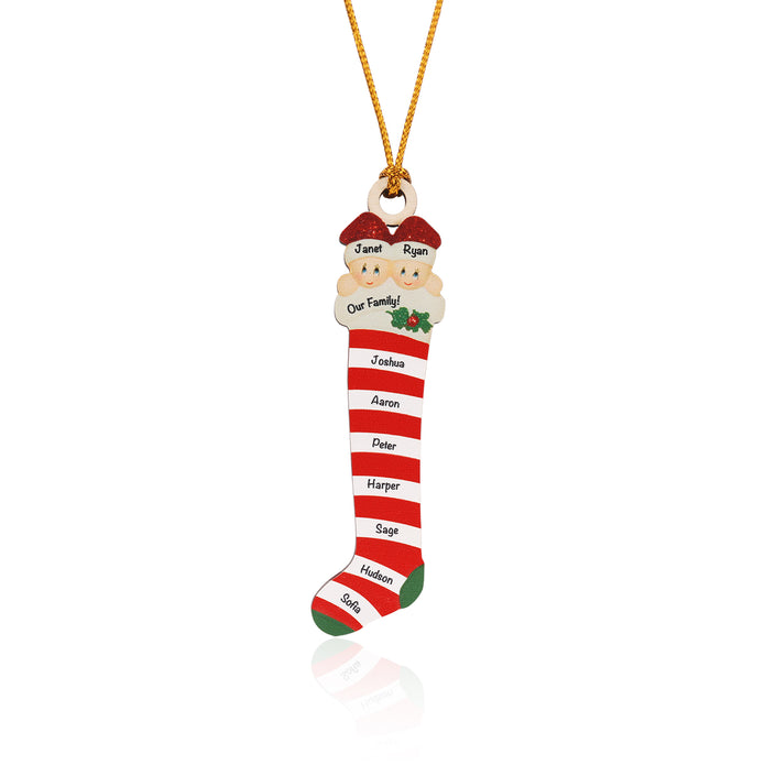 Personalised Red Striped Socks Ornament - handmade