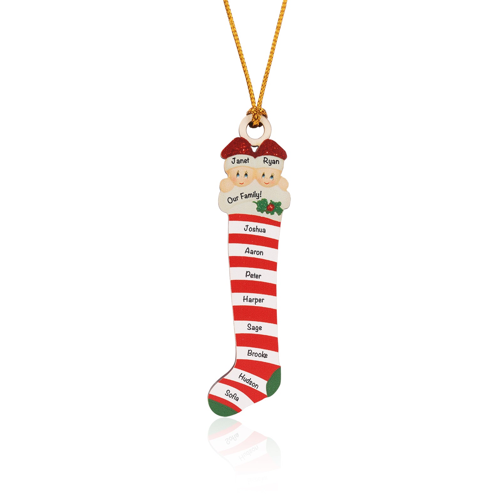Personalised Red Striped Socks Ornament - handmade