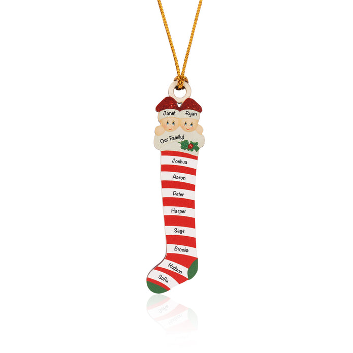 Personalised Red Striped Socks Ornament - handmade