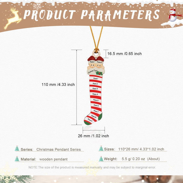 Personalised Red Striped Socks Ornament - handmade
