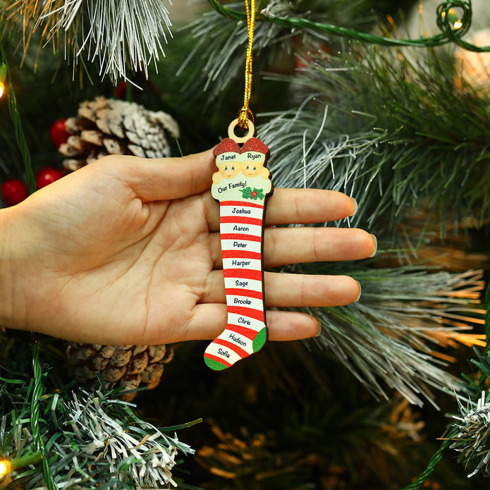 Personalised Red Striped Socks Ornament - handmade