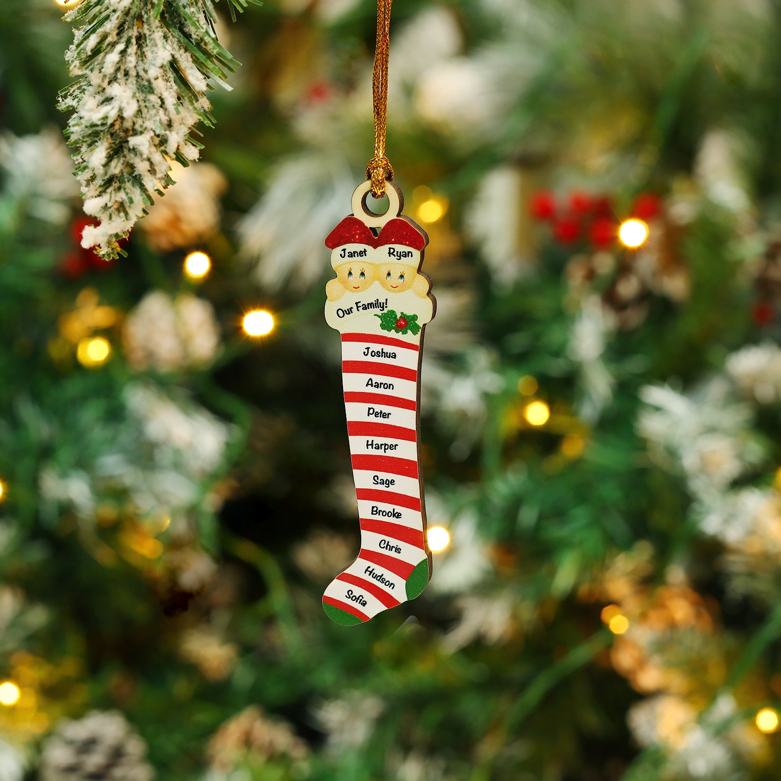 Personalised Red Striped Socks Ornament - handmade
