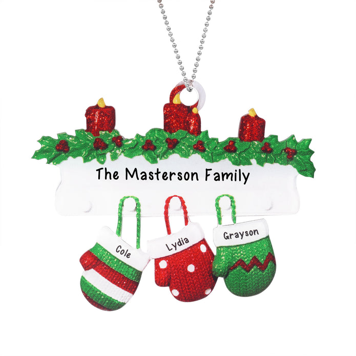 Personalised Family Gloves Christmas Ornament - handmade