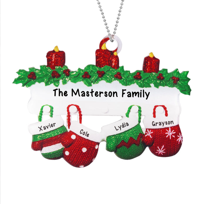 Personalised Family Gloves Christmas Ornament - handmade
