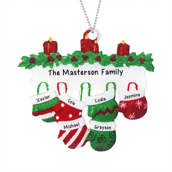 Personalised Family Gloves Christmas Ornament - handmade