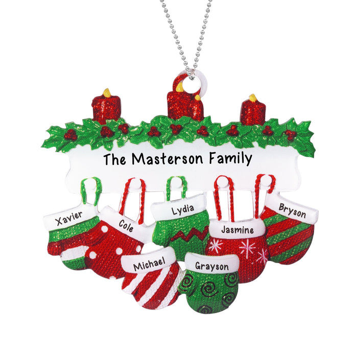 Personalised Family Gloves Christmas Ornament - handmade