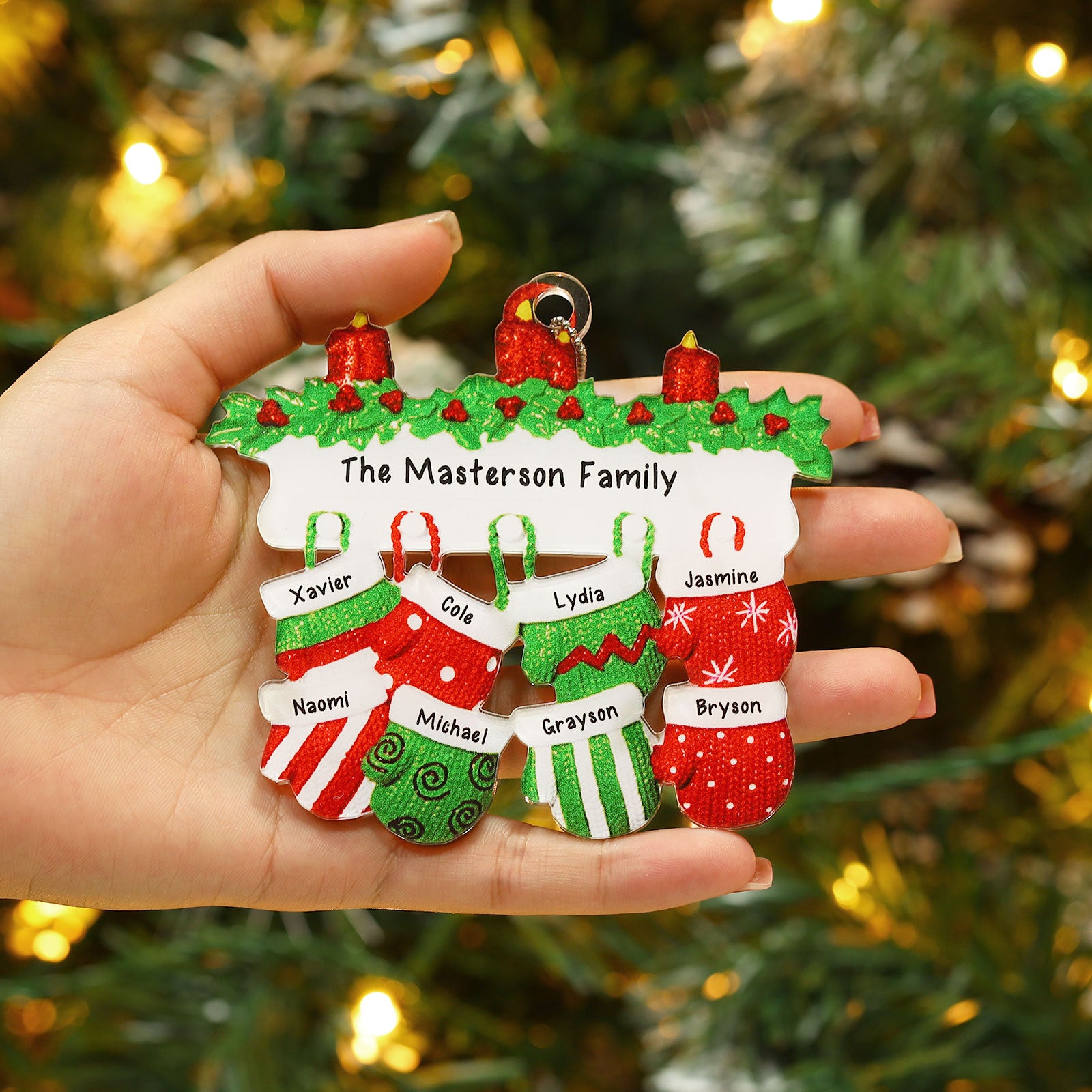 Personalised Family Gloves Christmas Ornament - handmade