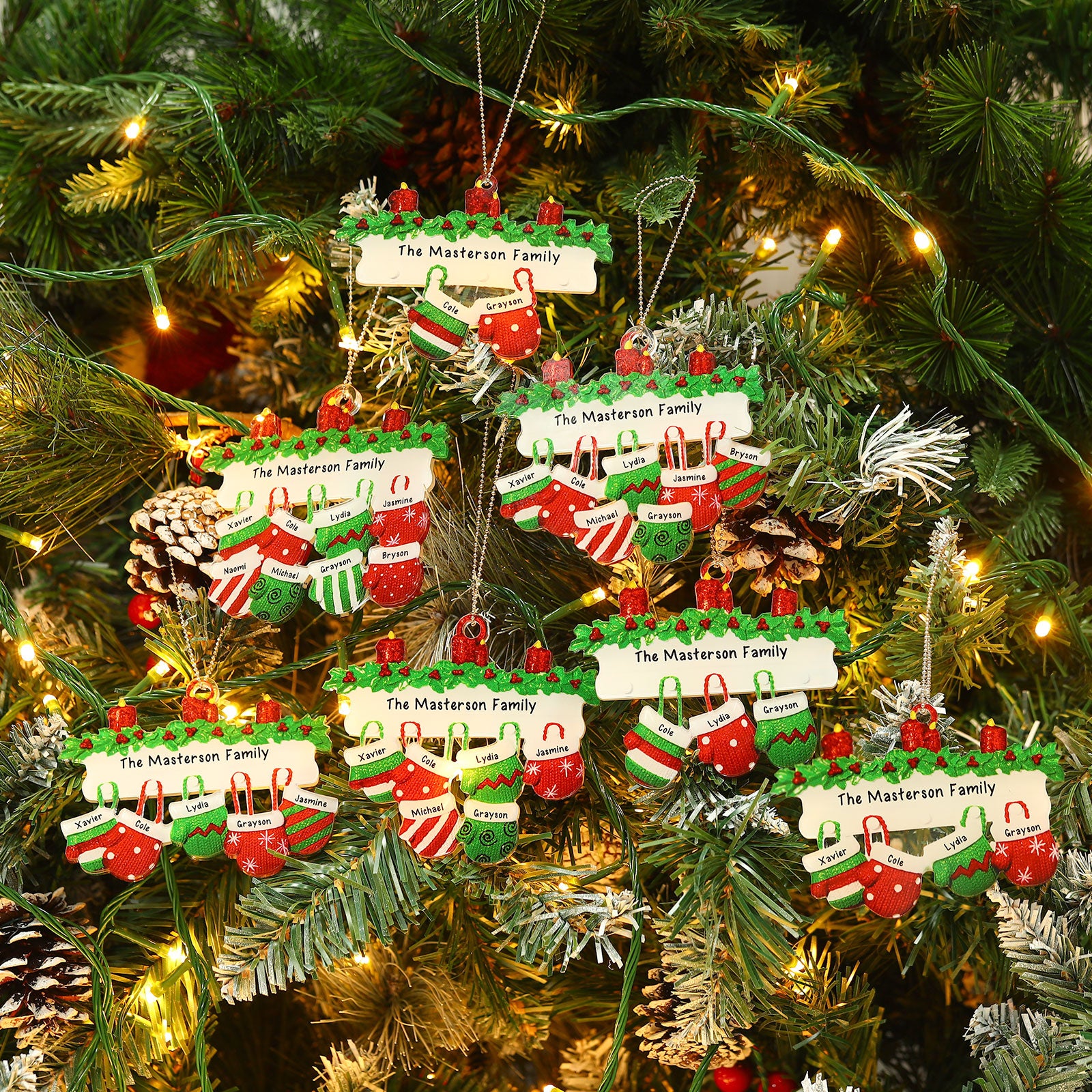 Personalised Family Gloves Christmas Ornament - handmade