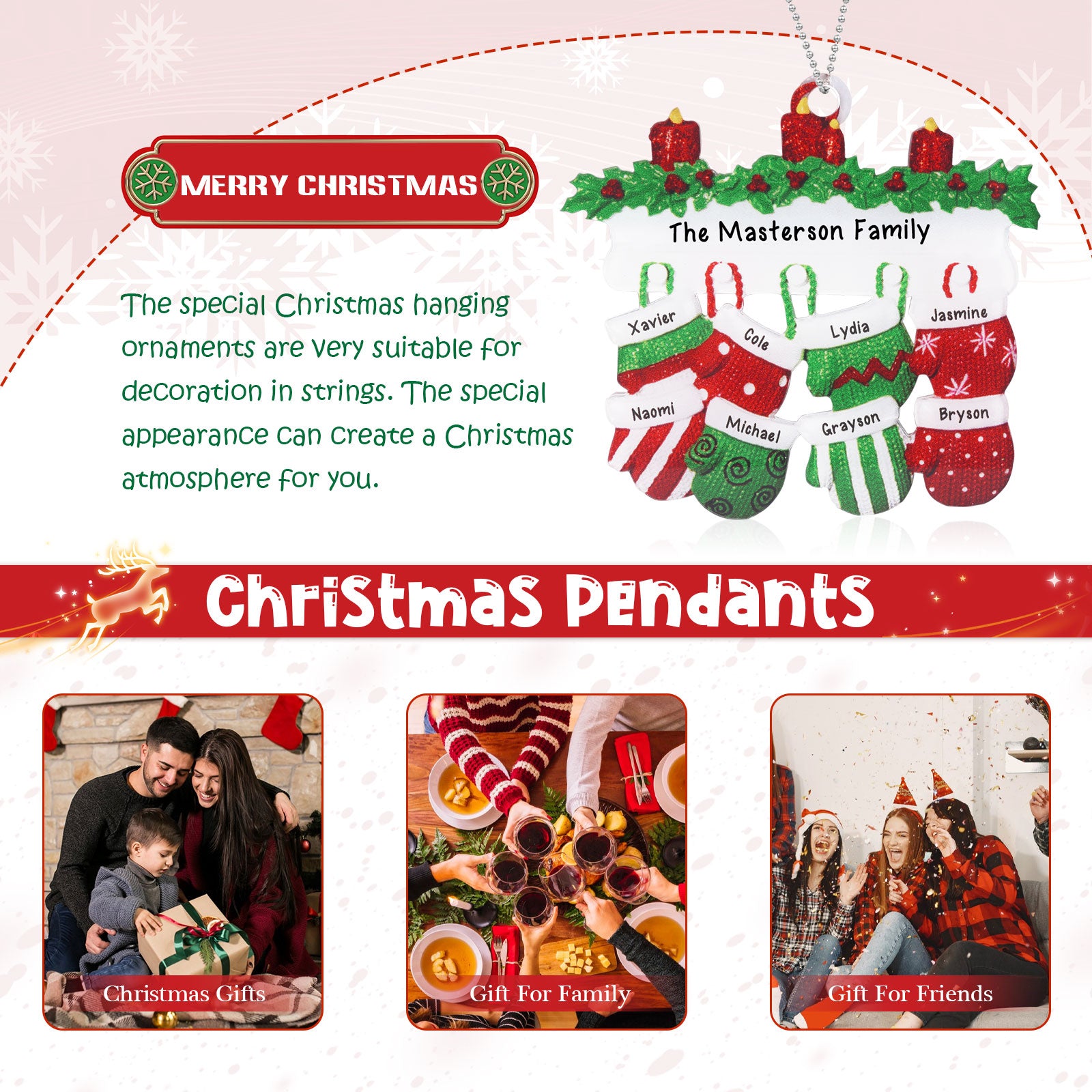 Personalised Family Gloves Christmas Ornament - handmade