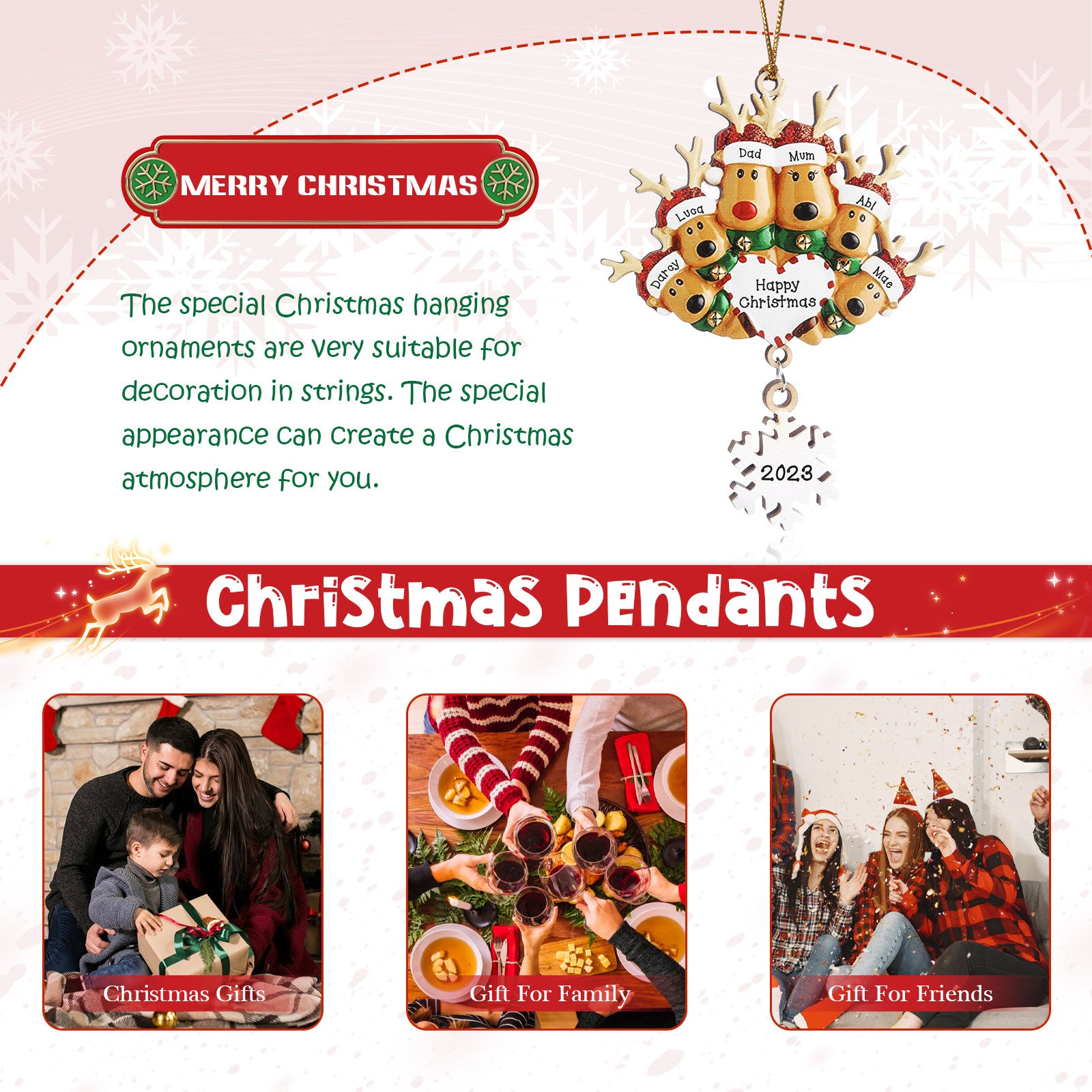 Personalised Elk Christmas Ornament - handmade