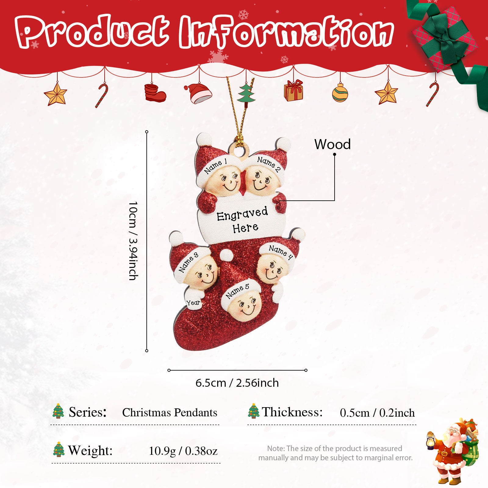 Personalised Christmas Sock Ornament - handmade