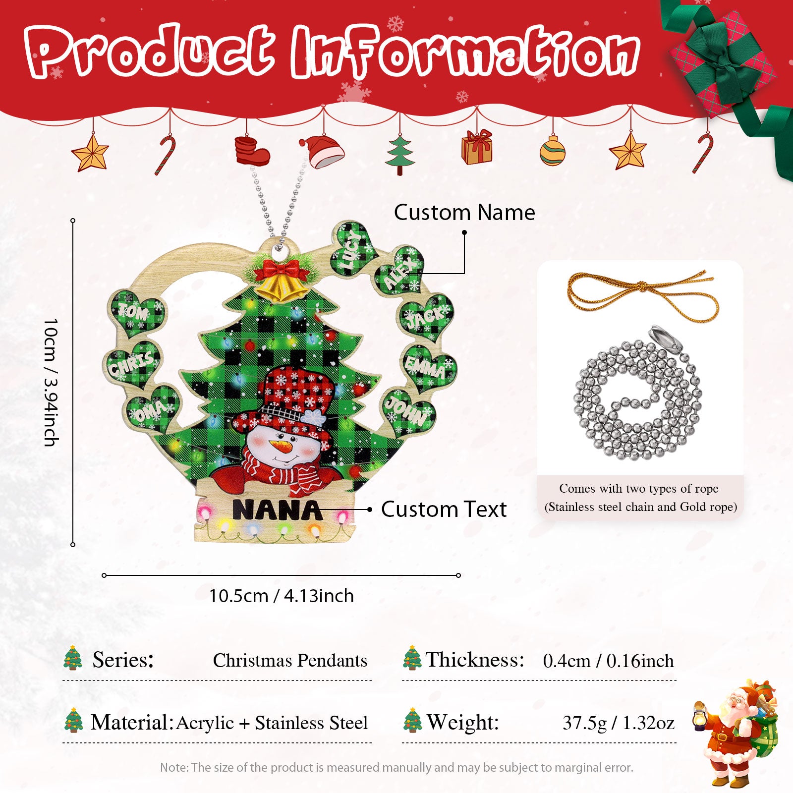 Personalised Snowman Christmas Ornament - handmade